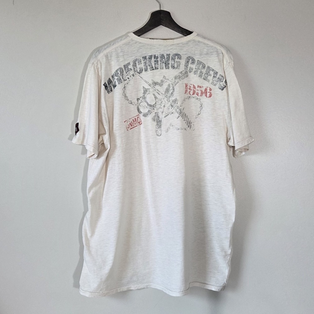 Heritage Johnson Motors Inc Wrecking Crew Graphic T-Shirt XL White Slub Cotton - Picture 2 of 10